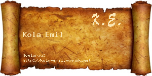 Kola Emil névjegykártya